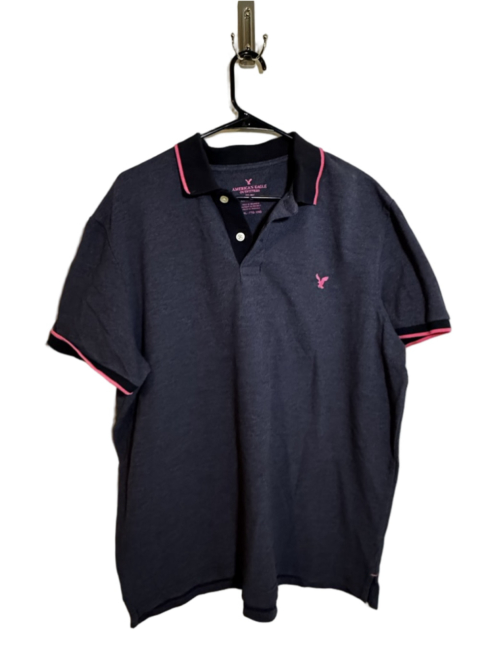 American Eagle Navy Pink Classic Fit Polo Shirt XXL
